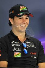 World © Octane Photographic Ltd. Thursday 30th October 2014, F1 USA GP, Austin, Texas, Circuit of the Americas (COTA) - FIA Press Conference. Sahara Force India – Sergio Perez. Digital Ref: 1143LB1D7233