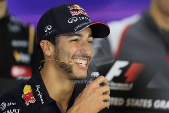 World © Octane Photographic Ltd. Thursday 30th October 2014, F1 USA GP, Austin, Texas, Circuit of the Americas (COTA) - FIA Press Conference. Infiniti Red Bull Racing – Daniel Ricciardo. Digital Ref: 1143LB1D7246
