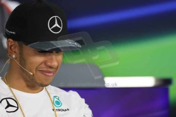 World © Octane Photographic Ltd. Thursday 30th October 2014, F1 USA GP, Austin, Texas, Circuit of the Americas (COTA) - FIA Press Conference. Mercedes AMG Petronas – Lewis Hamilton. Digital Ref: 1143LB1D7388
