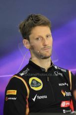 World © Octane Photographic Ltd. Thursday 30th October 2014, F1 USA GP, Austin, Texas, Circuit of the Americas (COTA) - FIA Press Conference. Lotus F1 Team - Romain Grosjean. Digital Ref: 1143LB1D7413