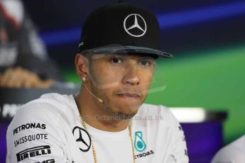 World © Octane Photographic Ltd. Thursday 30th October 2014, F1 USA GP, Austin, Texas, Circuit of the Americas (COTA) - FIA Press Conference. Mercedes AMG Petronas – Lewis Hamilton. Digital Ref: 1143LB1D7437