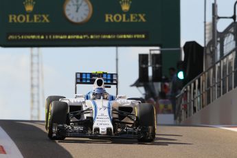 World © Octane Photographic Ltd. Williams Martini Racing FW37 – Valtteri Bottas. Friday 27th November 2015, F1 Abu Dhabi Grand Prix, Practice 1, Yas Marina. Digital Ref: 1477CB1L5009