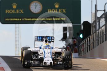 World © Octane Photographic Ltd. Williams Martini Racing FW37 – Felipe Massa. Friday 27th November 2015, F1 Abu Dhabi Grand Prix, Practice 1, Yas Marina. Digital Ref: 1477CB1L5034