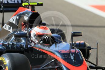 World © Octane Photographic Ltd. McLaren Honda MP4/30 - Jenson Button. Friday 27th November 2015, F1 Abu Dhabi Grand Prix, Practice 1, Yas Marina. Digital Ref: 1477CB1L5052