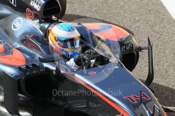 World © Octane Photographic Ltd. McLaren Honda MP4/30 – Fernando Alonso. Friday 27th November 2015, F1 Abu Dhabi Grand Prix, Practice 1, Yas Marina. Digital Ref: 1477CB1L5145