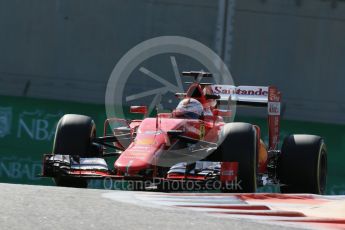 World © Octane Photographic Ltd. Scuderia Ferrari SF15-T– Sebastian Vettel. Friday 27th November 2015, F1 Abu Dhabi Grand Prix, Practice 1, Yas Marina. Digital Ref: 1477LB1D6469