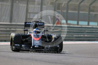 World © Octane Photographic Ltd. McLaren Honda MP4/30 – Fernando Alonso. Friday 27th November 2015, F1 Abu Dhabi Grand Prix, Practice 1, Yas Marina. Digital Ref: 1477LB1D6696