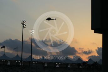 World © Octane Photographic Ltd. Sunset over the circuit. Friday 27th November 2015, F1 Abu Dhabi Grand Prix, Practice 2, Yas Marina. Digital Ref: 1478CB1L5866