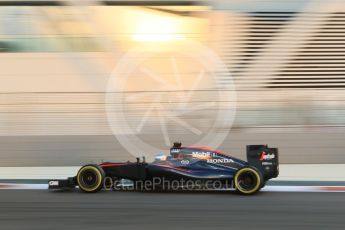 World © Octane Photographic Ltd. McLaren Honda MP4/30 – Fernando Alonso. Friday 27th November 2015, F1 Abu Dhabi Grand Prix, Practice 2, Yas Marina. Digital Ref: 1478CB7D1816