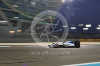 World © Octane Photographic Ltd. Williams Martini Racing FW37 – Valtteri Bottas. Friday 27th November 2015, F1 Abu Dhabi Grand Prix, Practice 2, Yas Marina. Digital Ref: 1478CB7D2259