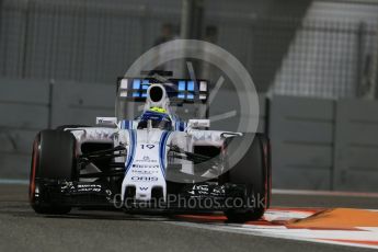 World © Octane Photographic Ltd. Williams Martini Racing FW37 – Felipe Massa. Friday 27th November 2015, F1 Abu Dhabi Grand Prix, Practice 2, Yas Marina. Digital Ref: 1478LB1D7474