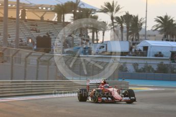 World © Octane Photographic Ltd. Scuderia Ferrari SF15-T– Kimi Raikkonen. Friday 27th November 2015, F1 Abu Dhabi Grand Prix, Practice 2, Yas Marina. Digital Ref: 1478LB5D4033
