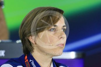 World © Octane Photographic Ltd.. Friday 27th November 2015, F1 Abu Dhabi Grand Prix, Team Personnel FIA Press Conference, Yas Marina. Claire Williams – Williams Martini Racing Deputy Team Principal. Digital Ref: 1480LB1D8046