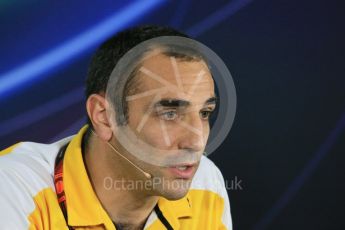 World © Octane Photographic Ltd.. Friday 27th November 2015, F1 Abu Dhabi Grand Prix, Team Personnel FIA Press Conference, Yas Marina. Cyril Abiteboul – Renault Sport F1. Digital Ref: 1480LB1D8073