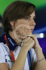 World © Octane Photographic Ltd.. Friday 27th November 2015, F1 Abu Dhabi Grand Prix, Team Personnel FIA Press Conference, Yas Marina. Claire Williams – Williams Martini Racing Deputy Team Principal. Digital Ref: 1480LB1D8100