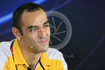 World © Octane Photographic Ltd.. Friday 27th November 2015, F1 Abu Dhabi Grand Prix, Team Personnel FIA Press Conference, Yas Marina. Cyril Abiteboul – Renault Sport F1. Digital Ref: 1480LB1D8106