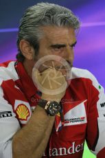 World © Octane Photographic Ltd.. Friday 27th November 2015, F1 Abu Dhabi Grand Prix, Team Personnel FIA Press Conference, Yas Marina. Maurizio Arrivabene – Scuderia Ferrari Team Principal. Digital Ref: 1480LB1D8119