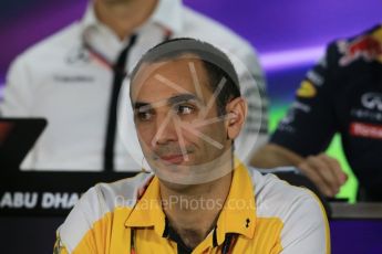World © Octane Photographic Ltd.. Friday 27th November 2015, F1 Abu Dhabi Grand Prix, Team Personnel FIA Press Conference, Yas Marina. Cyril Abiteboul – Renault Sport F1. Digital Ref: 1480LB1D8161