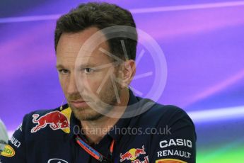 World © Octane Photographic Ltd.. Friday 27th November 2015, F1 Abu Dhabi Grand Prix, Team Personnel FIA Press Conference, Yas Marina. Christian Horner – Infiniti Red Bull Racing Team Principle. Digital Ref: 1480LB1D8180