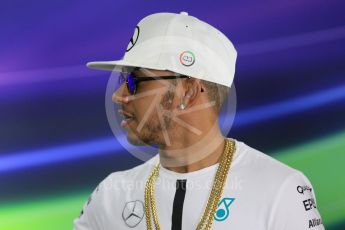 World © Octane Photographic Ltd. Thursday 26th November 2015, F1 Abu Dhabi Grand Prix, Drivers’ FIA Press Conference, Yas Marina. Mercedes AMG Petronas – Lewis Hamilton.  Digital Ref: 1471LB1D4681