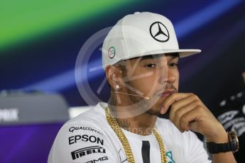 World © Octane Photographic Ltd. Thursday 26th November 2015, F1 Abu Dhabi Grand Prix, Drivers’ FIA Press Conference, Yas Marina. Mercedes AMG Petronas – Lewis Hamilton.  Digital Ref: 1471LB1D4687