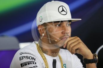 World © Octane Photographic Ltd. Thursday 26th November 2015, F1 Abu Dhabi Grand Prix, Drivers’ FIA Press Conference, Yas Marina. Mercedes AMG Petronas – Lewis Hamilton.  Digital Ref: 1471LB1D4694