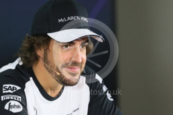 World © Octane Photographic Ltd. Thursday 26th November 2015, F1 Abu Dhabi Grand Prix, Drivers’ FIA Press Conference, Yas Marina. McLaren Honda – Fernando Alonso.  Digital Ref: 1471LB1D4706