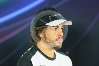World © Octane Photographic Ltd. Thursday 26th November 2015, F1 Abu Dhabi Grand Prix, Drivers’ FIA Press Conference, Yas Marina. McLaren Honda – Fernando Alonso.  Digital Ref: 1471LB1D4719