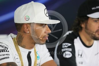 World © Octane Photographic Ltd. Thursday 26th November 2015, F1 Abu Dhabi Grand Prix, Drivers’ FIA Press Conference, Yas Marina. Mercedes AMG Petronas – Lewis Hamilton.  Digital Ref: 1471LB1D4734