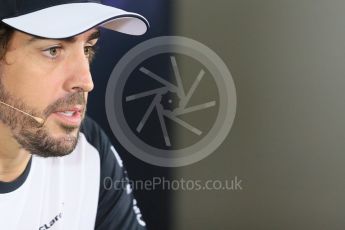 World © Octane Photographic Ltd. Thursday 26th November 2015, F1 Abu Dhabi Grand Prix, Drivers’ FIA Press Conference, Yas Marina. McLaren Honda – Fernando Alonso.  Digital Ref: 1471LB1D4735