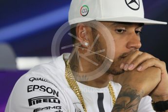 World © Octane Photographic Ltd. Thursday 26th November 2015, F1 Abu Dhabi Grand Prix, Drivers’ FIA Press Conference, Yas Marina. Mercedes AMG Petronas – Lewis Hamilton.  Digital Ref: 1471LB1D4781
