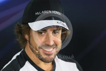 World © Octane Photographic Ltd. Thursday 26th November 2015, F1 Abu Dhabi Grand Prix, Drivers’ FIA Press Conference, Yas Marina. McLaren Honda – Fernando Alonso.  Digital Ref: 1471LB1D4817