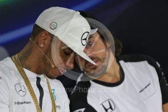 World © Octane Photographic Ltd. Thursday 26th November 2015, F1 Abu Dhabi Grand Prix, Drivers’ FIA Press Conference, Yas Marina. Mercedes AMG Petronas – Lewis Hamilton.  Digital Ref: 1471LB1D4822