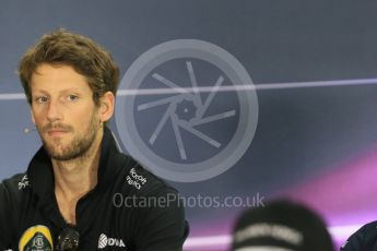 World © Octane Photographic Ltd. Thursday 26th November 2015, F1 Abu Dhabi Grand Prix, Drivers’ FIA Press Conference, Yas Marina. Lotus F1 Team – Romain Grosjean.  Digital Ref: 1471LB1D4904
