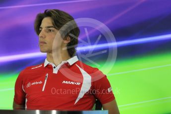 World © Octane Photographic Ltd. Thursday 26th November 2015, F1 Abu Dhabi Grand Prix, Drivers’ FIA Press Conference, Yas Marina. Manor Marussia F1 Team – Roberto Merhi.  Digital Ref: 1471LB1D4917