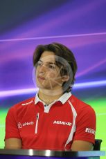 World © Octane Photographic Ltd. Thursday 26th November 2015, F1 Abu Dhabi Grand Prix, Drivers’ FIA Press Conference, Yas Marina. Manor Marussia F1 Team – Roberto Merhi.  Digital Ref: 1471LB1D4957