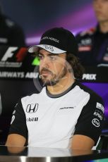 World © Octane Photographic Ltd. Thursday 26th November 2015, F1 Abu Dhabi Grand Prix, Drivers’ FIA Press Conference, Yas Marina. McLaren Honda – Fernando Alonso.  Digital Ref: 1471LB1D4981