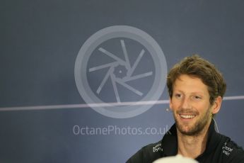 World © Octane Photographic Ltd. Thursday 26th November 2015, F1 Abu Dhabi Grand Prix, Drivers’ FIA Press Conference, Yas Marina. Lotus F1 Team – Romain Grosjean.  Digital Ref: 1471LB1D5036