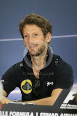 World © Octane Photographic Ltd. Thursday 26th November 2015, F1 Abu Dhabi Grand Prix, Drivers’ FIA Press Conference, Yas Marina. Lotus F1 Team – Romain Grosjean.  Digital Ref: 1471LB1D5045