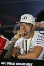 World © Octane Photographic Ltd. Thursday 26th November 2015, F1 Abu Dhabi Grand Prix, Drivers’ FIA Press Conference, Yas Marina. Mercedes AMG Petronas – Lewis Hamilton.  Digital Ref: 1471LB1D5050
