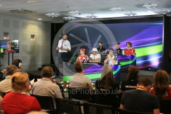 World © Octane Photographic Ltd. Thursday 26th November 2015, F1 Abu Dhabi Grand Prix, Drivers’ FIA Press Conference, Yas Marina. Lotus F1 Team – Romain Grosjean.  Digital Ref: 1471LB5D3846