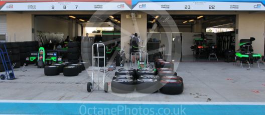 World © Octane Photographic Ltd. Thursday 26th November 2015. Status Grand Prix GP2 and GP3 garages - Yas Marina, Abu Dhabi. Digital Ref. : 1474CB1L3882