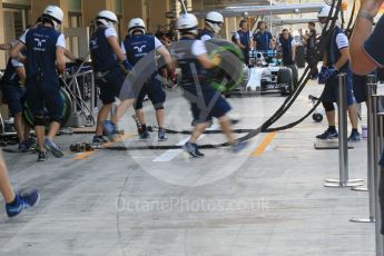 World © Octane Photographic Ltd. Williams Martini Racing team having pit stop practice. Thursday 26th November 2015, F1 Abu Dhabi Grand Prix, Setup, Yas Marina. Digital Ref: 1472CB1L4128
