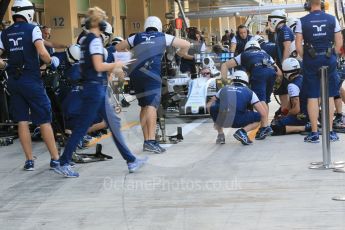World © Octane Photographic Ltd. Williams Martini Racing team having pit stop practice. Thursday 26th November 2015, F1 Abu Dhabi Grand Prix, Setup, Yas Marina. Digital Ref: 1472CB1L4132