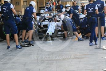 World © Octane Photographic Ltd. Williams Martini Racing team having pit stop practice. Thursday 26th November 2015, F1 Abu Dhabi Grand Prix, Setup, Yas Marina. Digital Ref: 1472CB1L4143