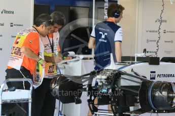 World © Octane Photographic Ltd. Williams Martini Racing FW37. Thursday 26th November 2015, F1 Abu Dhabi Grand Prix, Setup, Yas Marina. Digital Ref: 1472CB7D1059