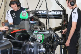World © Octane Photographic Ltd. McLaren Honda MP4/30. Thursday 26th November 2015, F1 Abu Dhabi Grand Prix, Setup, Yas Marina. Digital Ref: 1472CB7D1090