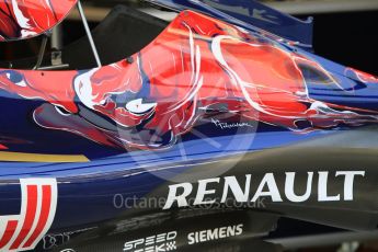 World © Octane Photographic Ltd. Scuderia Toro Rosso STR10. Thursday 26th November 2015, F1 Abu Dhabi Grand Prix, Setup, Yas Marina. Digital Ref: 1472CB7D1138