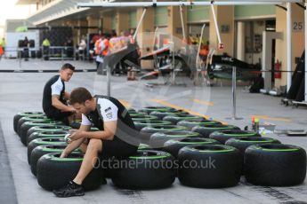 World © Octane Photographic Ltd. McLaren Honda preparing tyres. Thursday 26th November 2015, F1 Abu Dhabi Grand Prix, Setup, Yas Marina. Digital Ref: 1472LB1D4603
