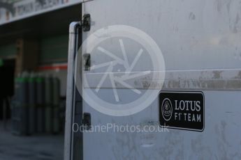 World © Octane Photographic Ltd. Lotus F1 Team E23 Hybrid. Thursday 26th November 2015, F1 Abu Dhabi Grand Prix, Setup, Yas Marina. Digital Ref: 1472LB1D4617